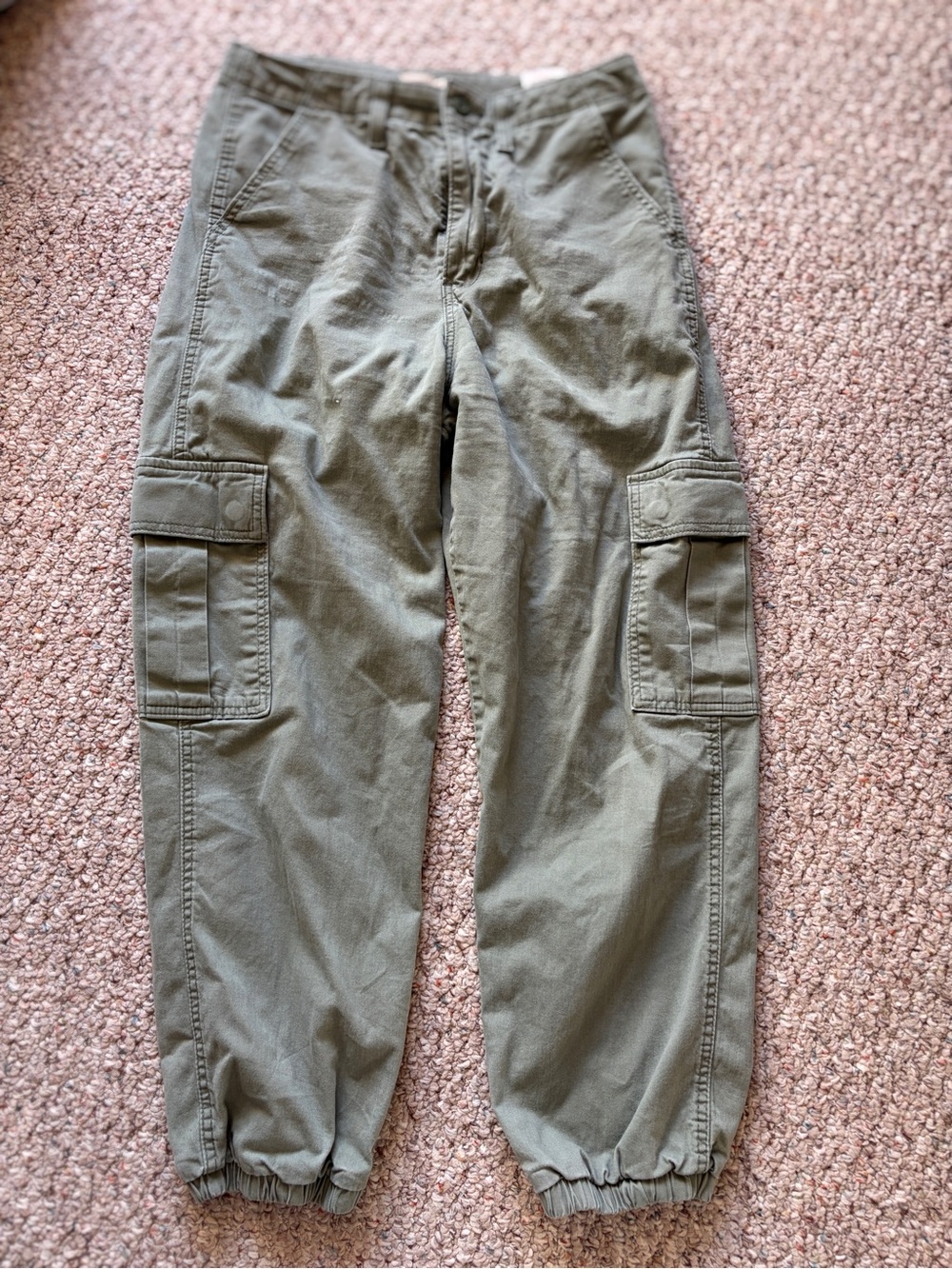levis jogger cargo pants womens 29 baggy tapered high rise flat front green